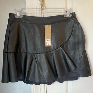 Black leather skort